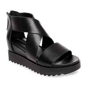 Steve Madden Black Strappy Wedge Sandals